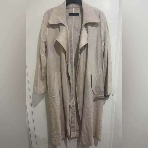 Zara Jackets & Blazers - ZARA Like New Linen Long Trench Coat, Small